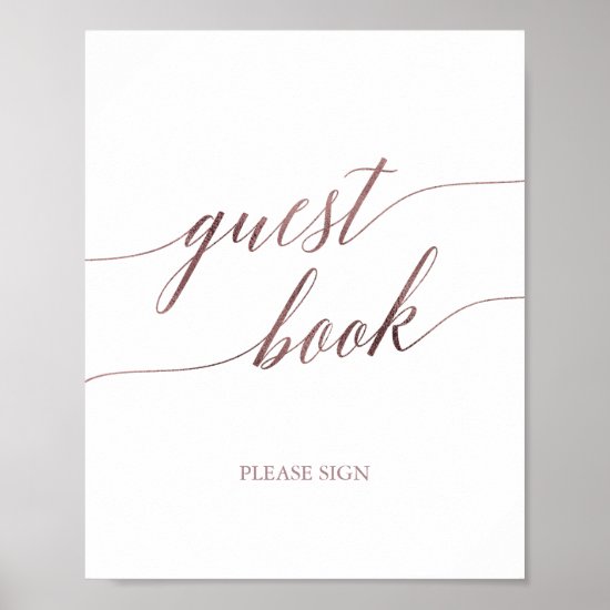 Elegant Rose Gold Calligraphy Guest Book Sign