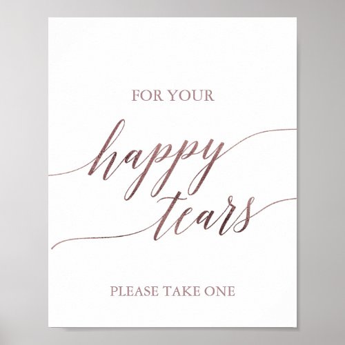 Elegant Rose Gold Calligraphy Happy Tears Tissue Poster