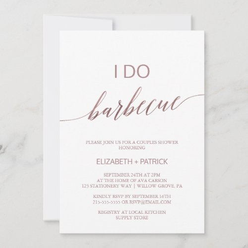 Elegant Rose Gold Calligraphy I Do Barbecue Invitation