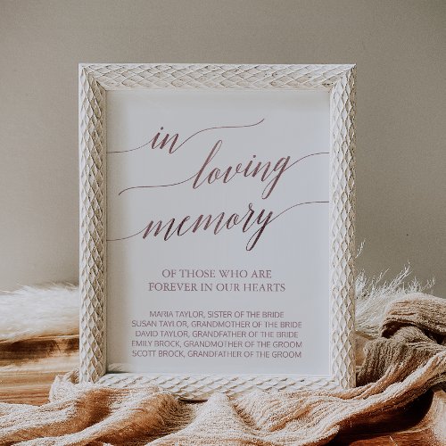 Elegant Rose Gold Calligraphy In Loving Memory Poster