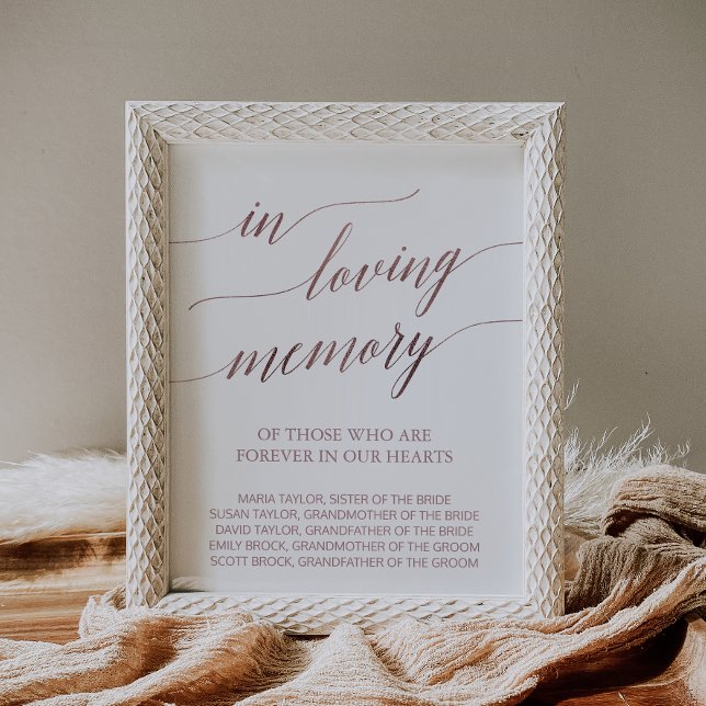Elegant Rose Gold Calligraphy In Loving Memory Poster (Creator Uploaded)