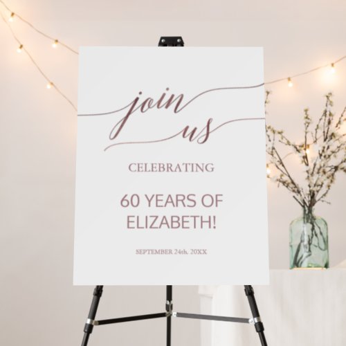 Elegant Rose Gold Calligraphy Join Us Welcome Foam Board