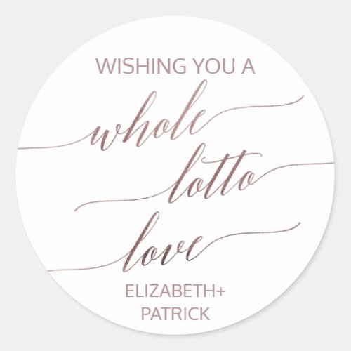 Elegant Rose Gold Calligraphy Lottery Ticket Favor Classic Round Sticker