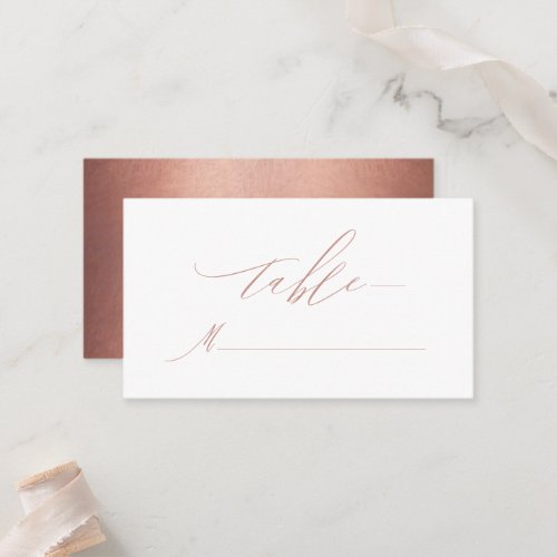 Elegant Rose Gold Calligraphy Metallic Wedding Place Card