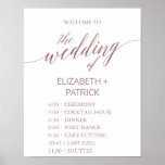 Elegant Rose Gold Calligraphy Order of Events Poster<br><div class="desc">This elegant rose gold calligraphy order of events poster is perfect for a simple wedding. The neutral design features a minimalist poster decorated with romantic and whimsical faux rose gold foil typography. Customize the poster with the name of the bride and groom. Please Note: This design does not feature real...</div>