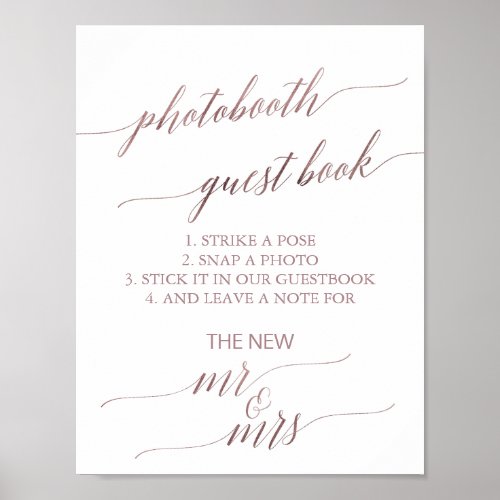 Elegant Rose Gold Calligraphy Photobooth Guestbook