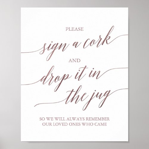 Elegant Rose Gold Calligraphy Please Sign A Cork