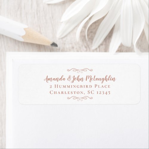 Elegant Rose Gold Calligraphy Return Address Chic Label