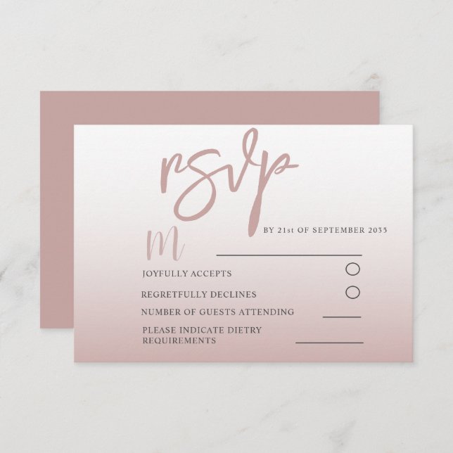 Elegant Rose Gold Calligraphy RSVP Wedding (Front/Back)
