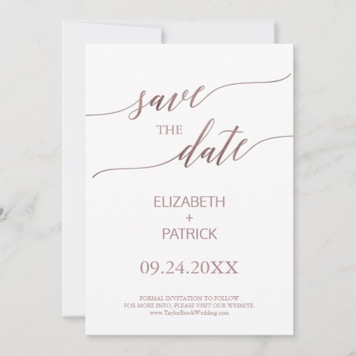 Elegant Rose Gold Calligraphy Save the Date