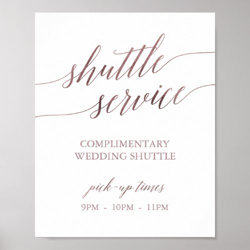 Elegant Rose Gold Calligraphy Shuttle Service Sign