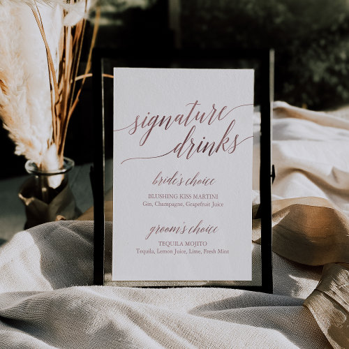 Elegant Rose Gold Calligraphy Signature Drinks