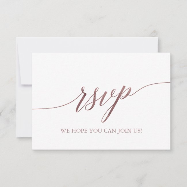 Elegant Rose Gold Calligraphy Simple RSVP Card