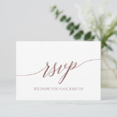 Elegant Rose Gold Calligraphy Simple RSVP Card (Standing Front)
