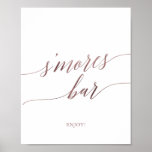 Elegant Rose Gold Calligraphy S'mores Bar Sign<br><div class="desc">This elegant rose gold calligraphy s'mores bar sign is perfect for a simple wedding. The blush pink design features a minimalist poster decorated with romantic and whimsical faux rose gold foil typography. Please Note: This design does not feature real rose gold foil. It is a high quality graphic made to...</div>