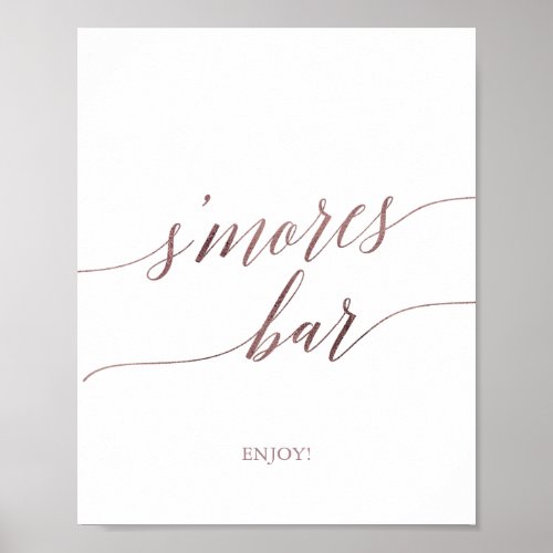 Elegant Rose Gold Calligraphy Smores Bar Sign