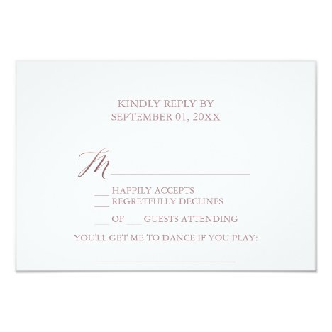 Elegant Rose Gold Calligraphy Song Request RSVP Invitation