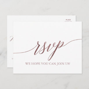Elegant Rose Gold Calligraphy Song Request RSVP Invitation Postcard