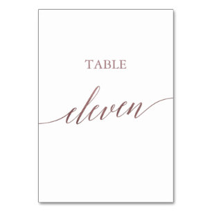 Elegant Rose Gold Calligraphy Table Eleven Table Number