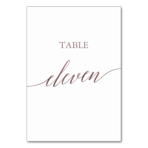 Elegant Rose Gold Calligraphy Table Eleven Table Number