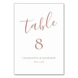 Elegant Rose Gold Calligraphy Table Number