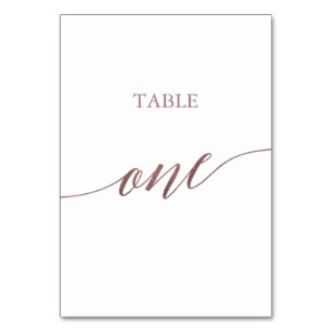 Elegant Rose Gold Calligraphy Table One Table Number
