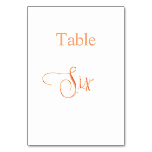 Elegant rose gold calligraphy table six 6 table number