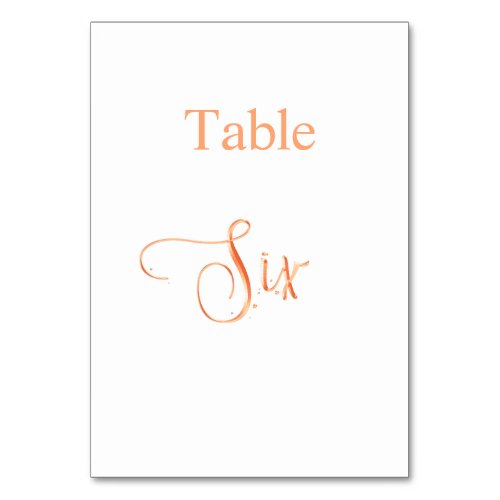 Elegant rose gold calligraphy table six 6 table number