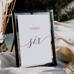 Elegant Rose Gold Calligraphy Table Six Table Number<br><div class="desc">This elegant rose gold calligraphy table six table number is perfect for a simple wedding. The neutral design features a minimalist card decorated with romantic and whimsical faux rose gold foil typography. The card prints on the front and back (double-sided). Other table numbers in the collection are sold separately. Please...</div>