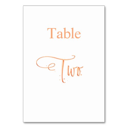 Elegant rose gold calligraphy table two 2 table number