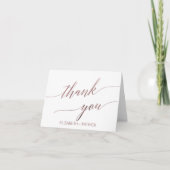 Elegant Rose Gold Calligraphy Thank You Card (Front)