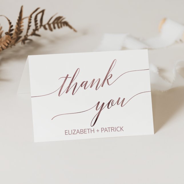 Elegant Rose Gold Calligraphy Thank You Card