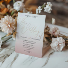 Elegant Rose Gold Calligraphy The Wedding Of Foil Invitation