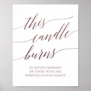 Elegant Rose Gold Calligraphy This Candle Burns Poster