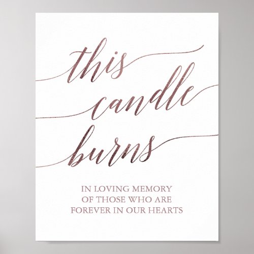 Elegant Rose Gold Calligraphy This Candle Burns Poster