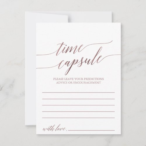 Elegant Rose Gold Calligraphy Time Capsule Cards