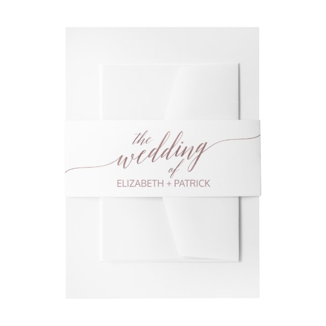 Elegant Rose Gold Calligraphy Wedding Belly Band (Front Example)