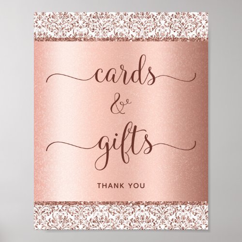 Elegant Rose Gold Calligraphy Wedding Cards Gifts Poster