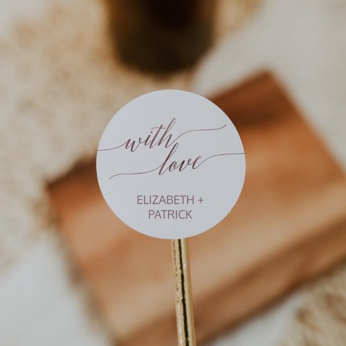 Elegant Rose Gold Calligraphy Wedding Favor Classic Round Sticker