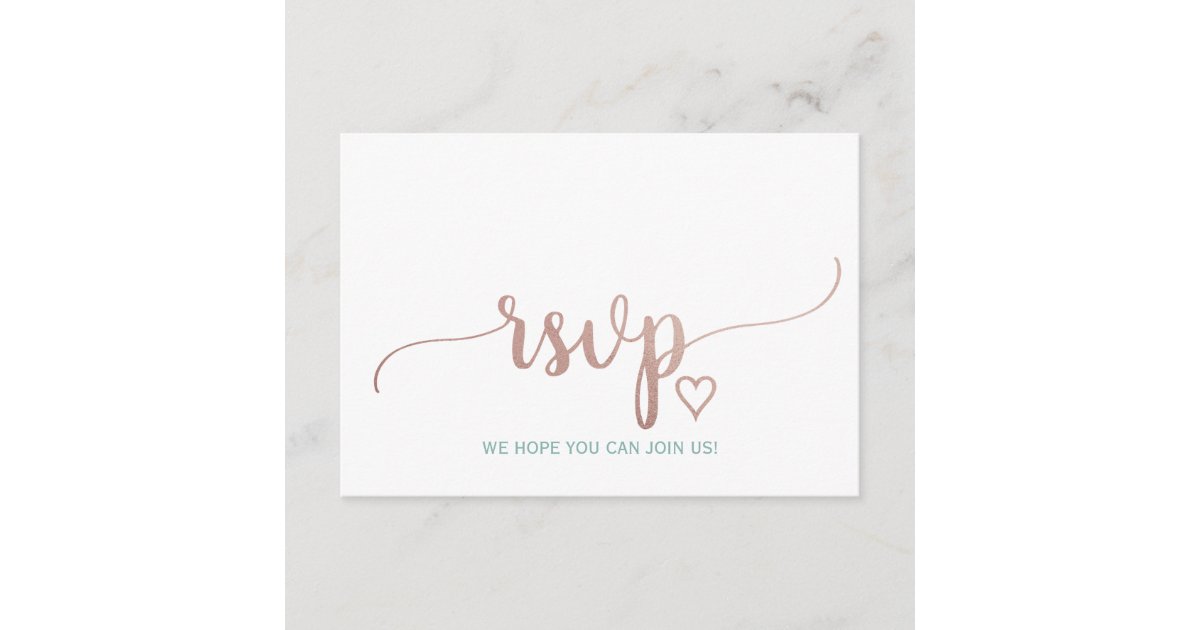 Elegant Rose Gold Calligraphy Wedding Website RSVP | Zazzle.com