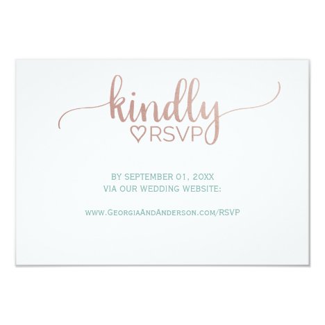 Elegant Rose Gold Calligraphy Wedding Website RSVP Invitation
