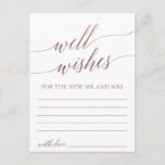 Elegant Rose Gold Calligraphy Well Wishes Cards<br><div class="desc">These elegant rose gold calligraphy well wishes cards are the perfect activity for a simple wedding reception or bridal shower. The blush pink design features a minimalist poster decorated with romantic and whimsical faux rose gold foil typography. Personalize these cards with the name of the bride and groom. Well Wishes...</div>