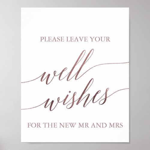 Elegant Rose Gold Calligraphy Well Wishes Sign