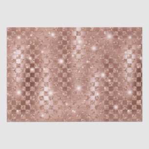 Elegant Rose Gold Checkered Metallic Glitter Tissue Paper