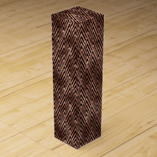 Elegant Rose Gold Chevron Diamond Art Deco Pattern Wine Box