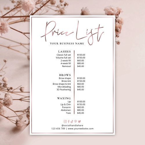 Elegant Rose Gold Chic Nail Spa Beauty Price List
