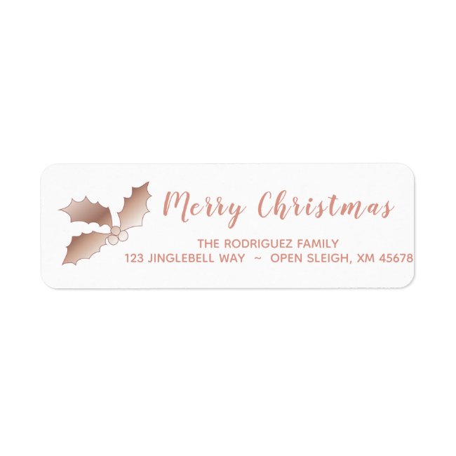 Elegant Rose Gold Christmas Address Personalized