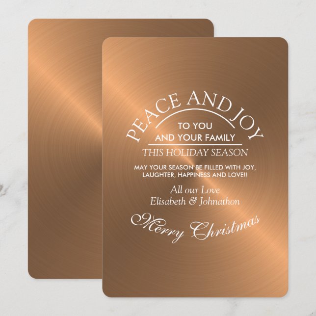 Elegant Rose Gold Christmas Holiday Card (Front/Back)