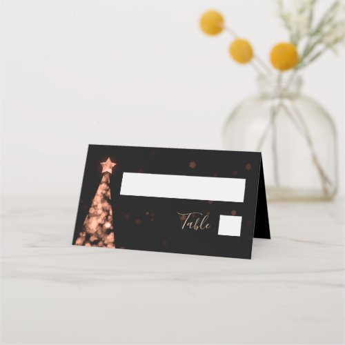 Elegant Rose Gold Christmas Lights Wedding Place Card