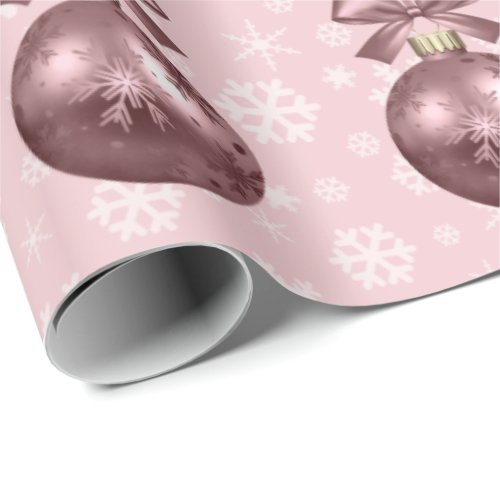 Elegant Rose Gold Christmas Ornament Pattern Wrapping Paper